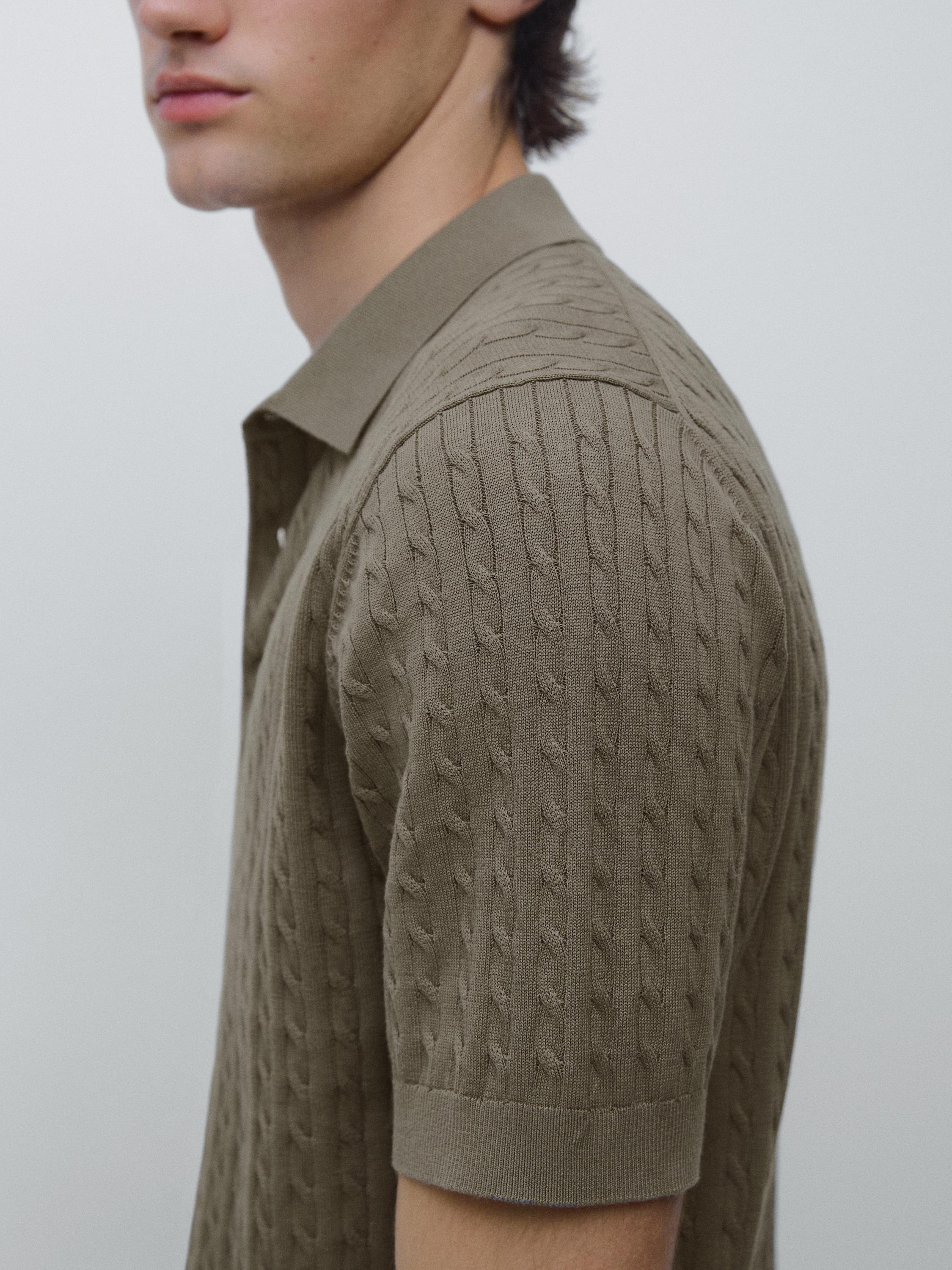 Polo en maille tressée 100 % coton